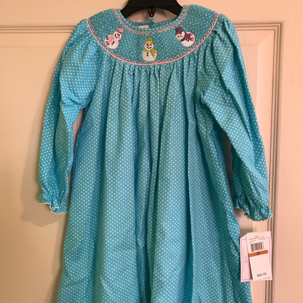 Smocked flannel snowman dress